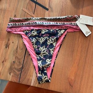 Agua Bendita Lilith Pink & Brown Bikini Bottoms size xl NWT